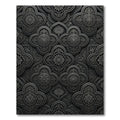 Sophisticated Charcoal Ornate Quatrefoil Scrollwork Rug