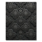 Sophisticated Charcoal Ornate Quatrefoil Scrollwork Rug