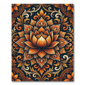 Ornate Amber Lotus Floral Medallion Rug