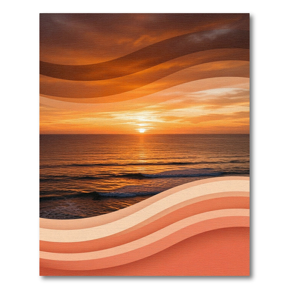 Sunset Ombre Layered Ocean Waves Rug