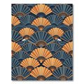 Golden Fan Waves in Navy Blue Rug