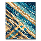 Coastal Seashell Wave Stripe Isometric Art Rug