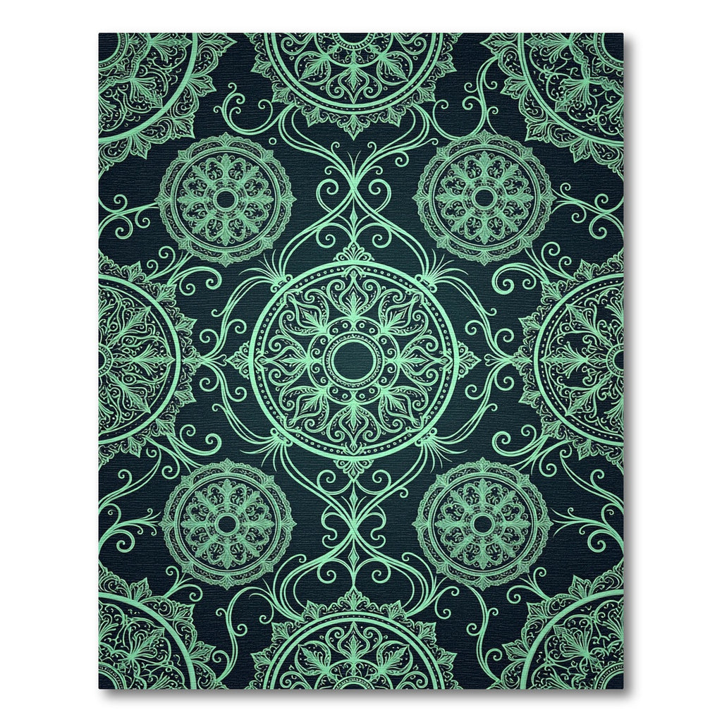 Mint Green Ornamental Medallion Rug