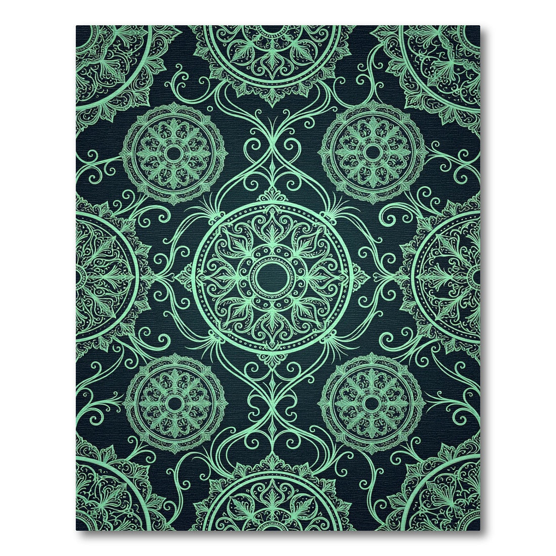 Mint Green Ornamental Medallion Rug