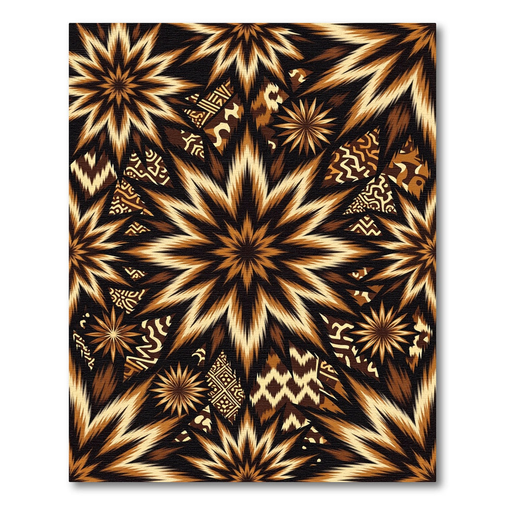 Expansive Brown Sunburst Tribal Rug