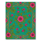 Vibrant Pink Floral Nature Vines Rug