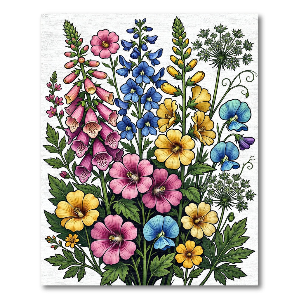 Vibrant Botanical Meadow Wildflower Garden Rug