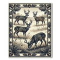 Vintage Forest Deer Oak Woodland Illustration Rug