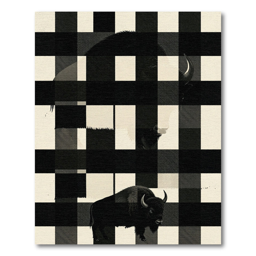 Graphic Buffalo Check Black White Animal Rug