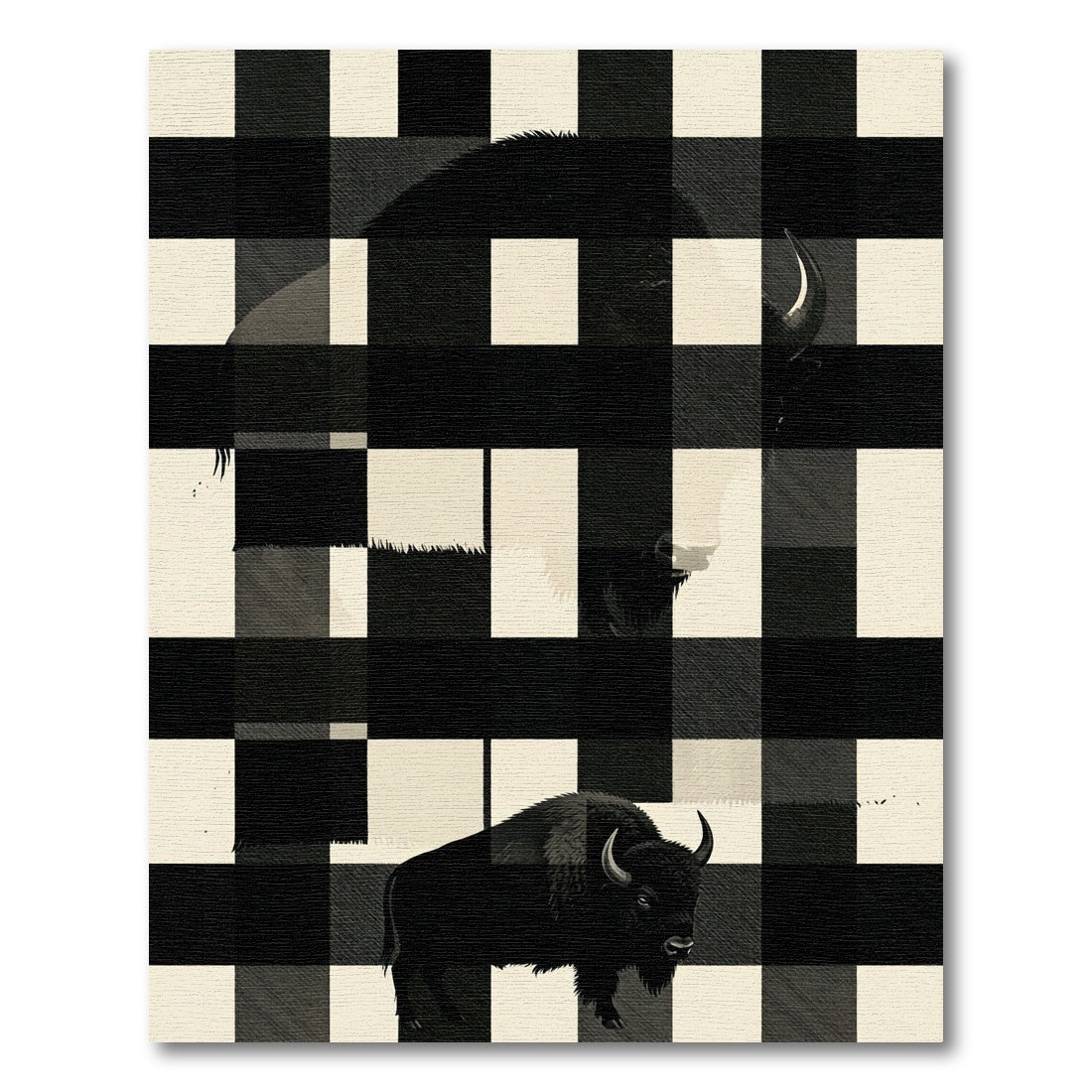Graphic Buffalo Check Black White Animal Rug
