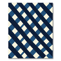 Navy Blue Diagonal Checkered Geometric Rug