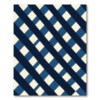 Navy Blue Diagonal Checkered Geometric Rug