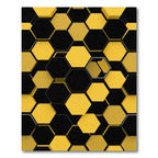 Modern Black and Yellow Geometric Honeycomb Rug
