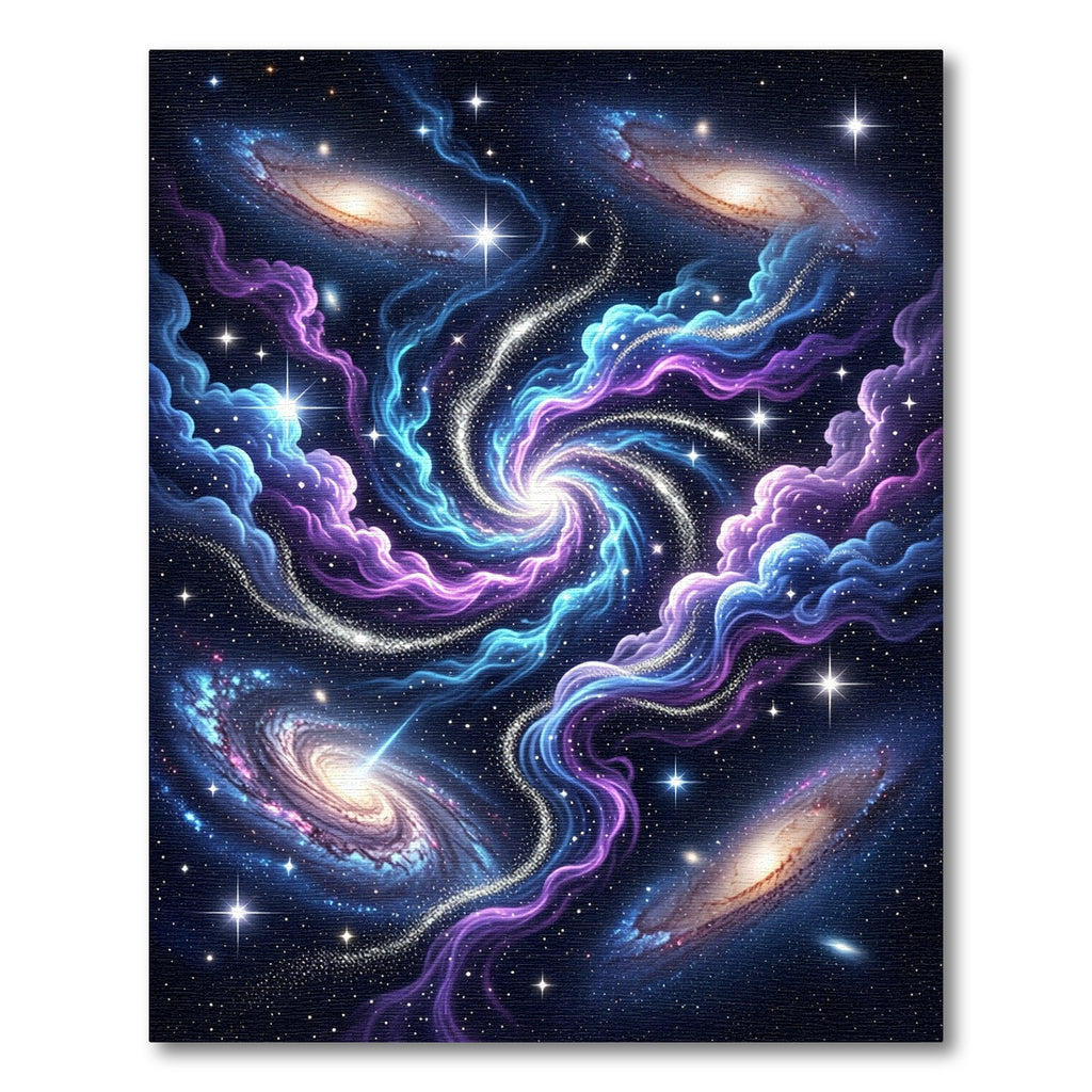 Cosmic Blue Purple Swirling Nebula Rug