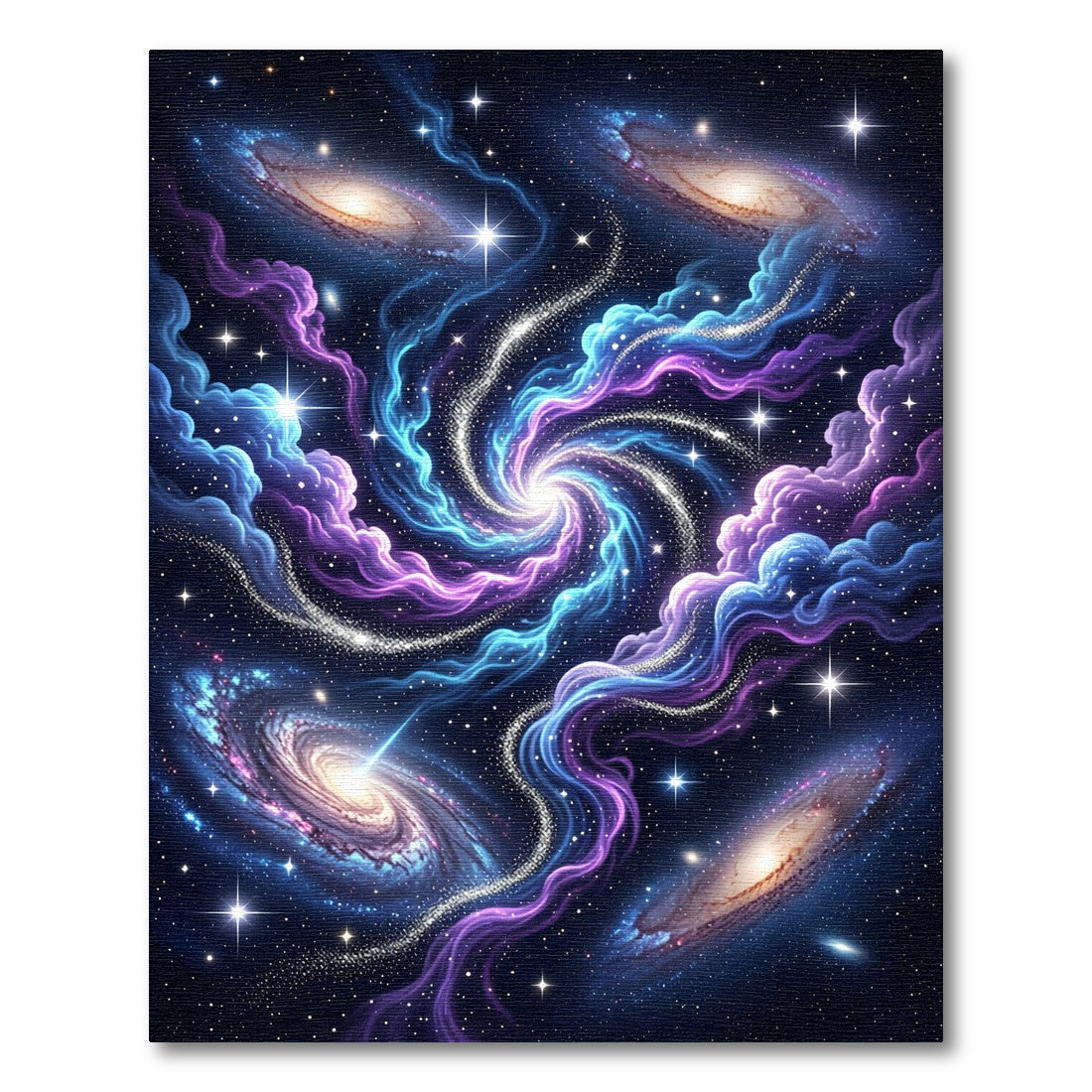 Cosmic Blue Purple Swirling Nebula Rug