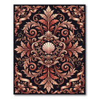 Ornate Bronze Seashell Foliate Scroll Rug