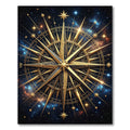 Golden Celestial Compass Starry Night Rug