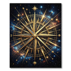 Golden Celestial Compass Starry Night Rug