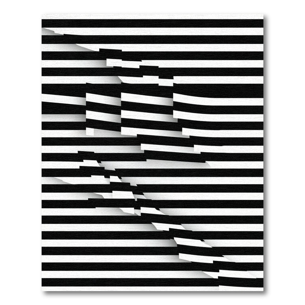 Bold Black White Intertwined Stripes Rug