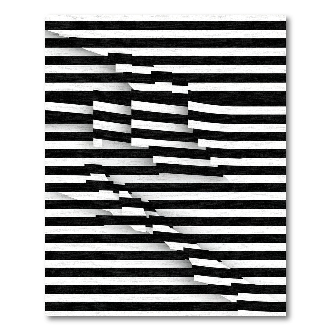 Bold Black White Intertwined Stripes Rug