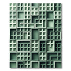 Sage Geometric Grid Architectural Relief Rug