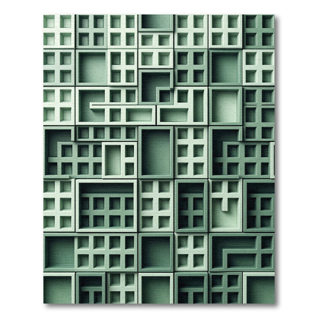 Sage Geometric Grid Architectural Relief Rug