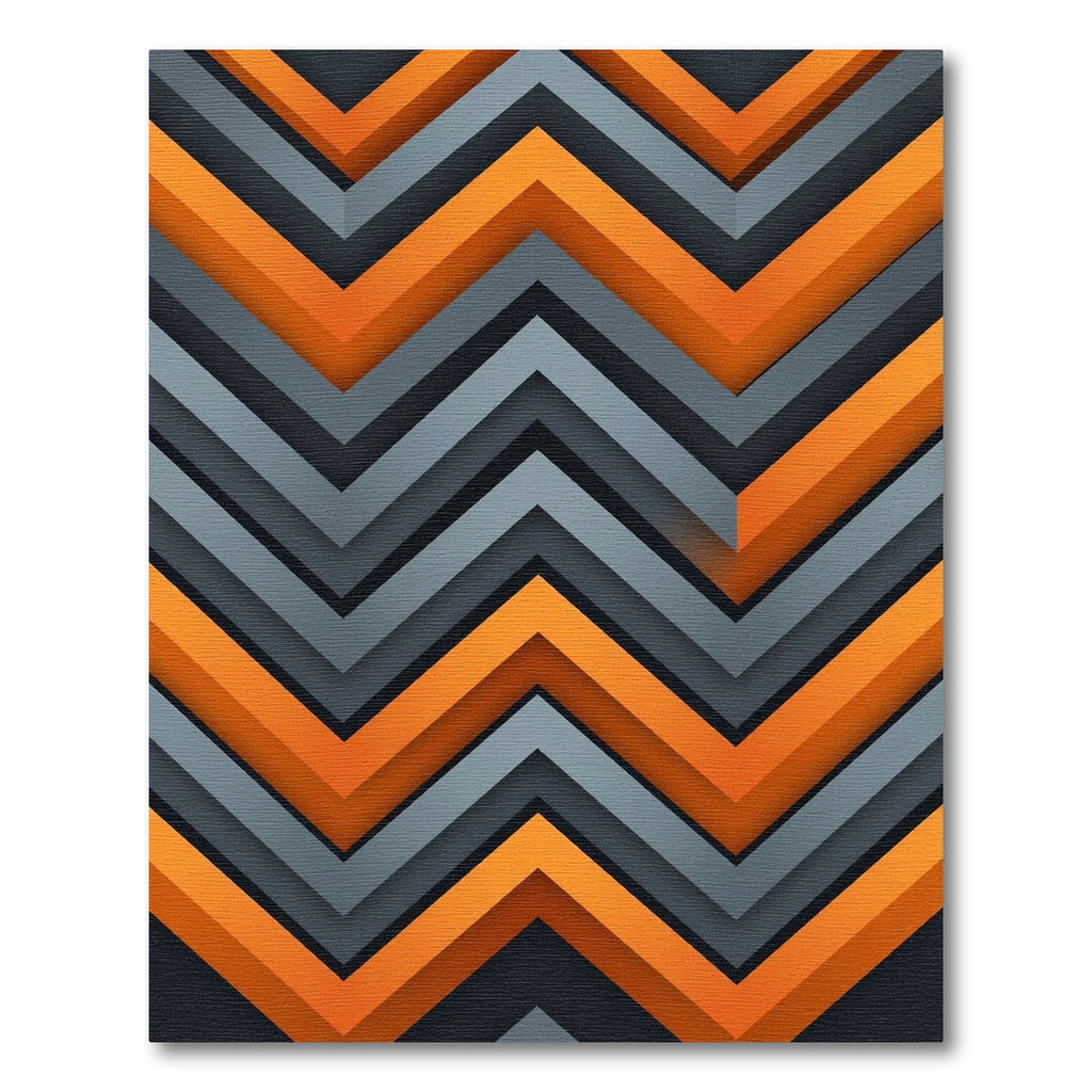 Modern Orange and Charcoal Geometric Zigzag Rug