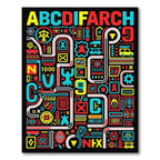 Bold Geometric Abstract Alphabet Rug
