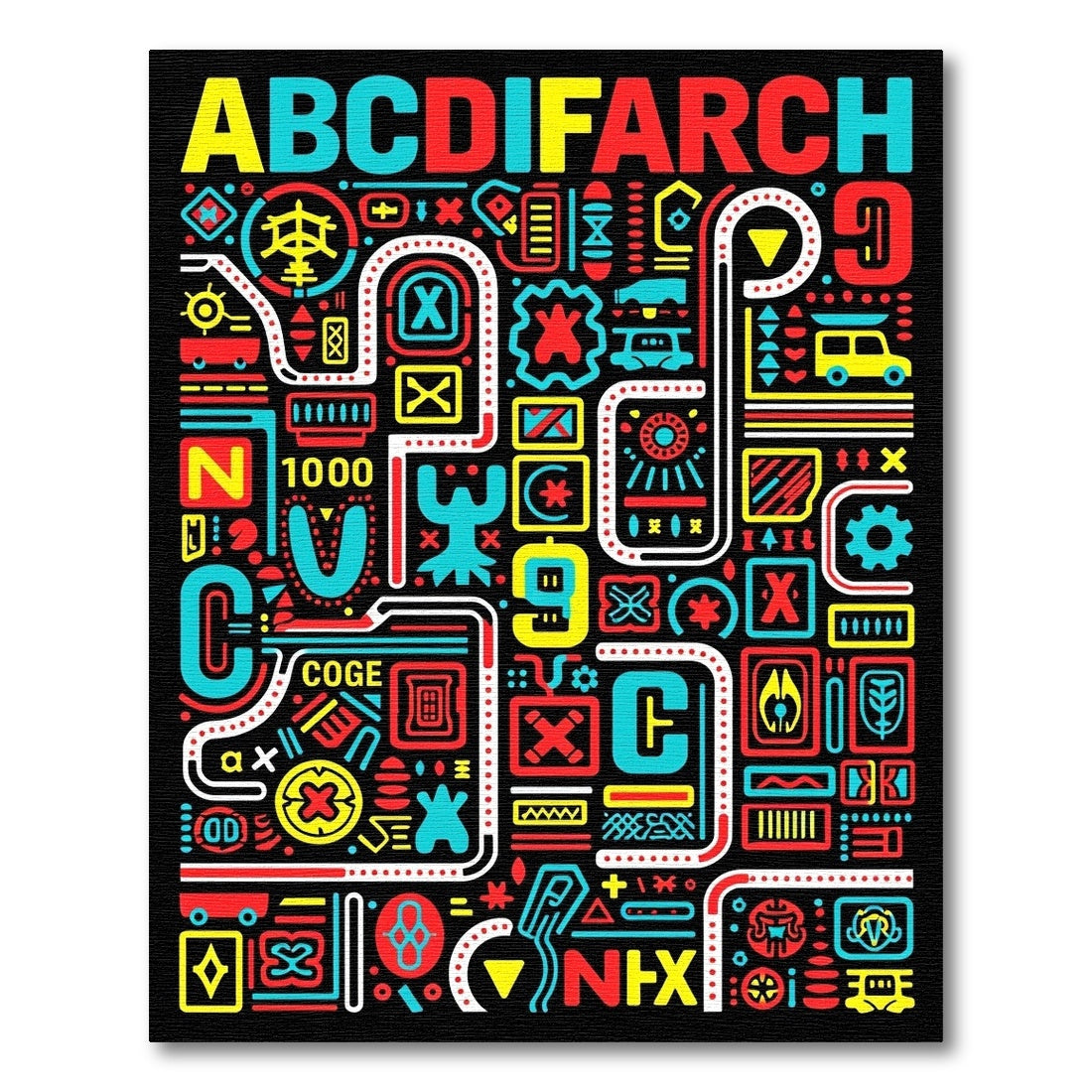 Bold Geometric Abstract Alphabet Rug