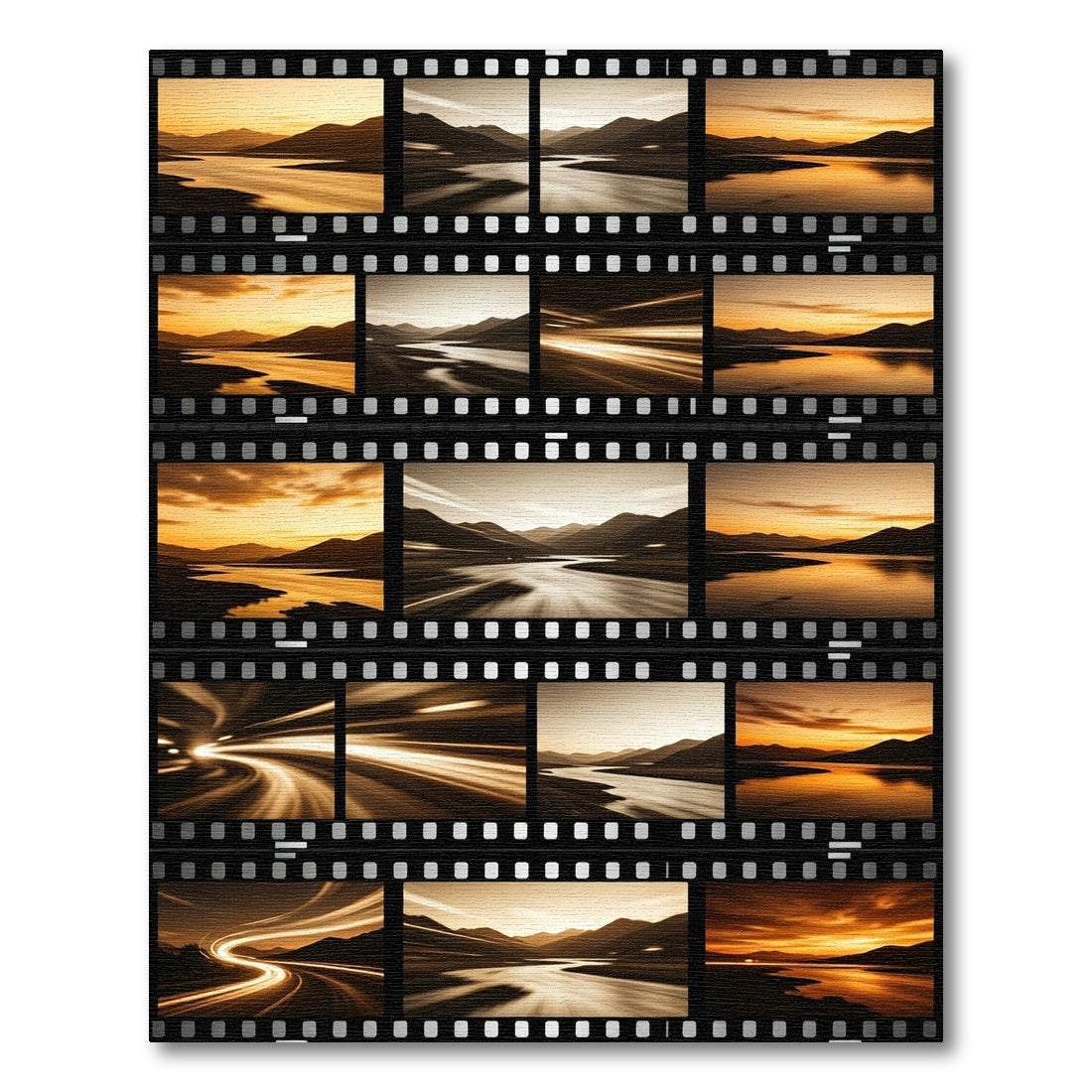 Golden Sunset Landscape Film Strip Rug