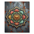 Vibrant Floral Mandala Earthy Tones Rug