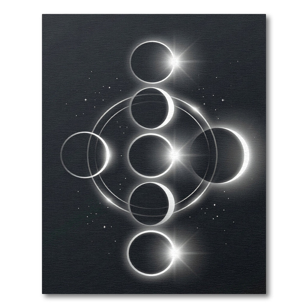 Celestial Monochrome Lunar Phase Art Rug