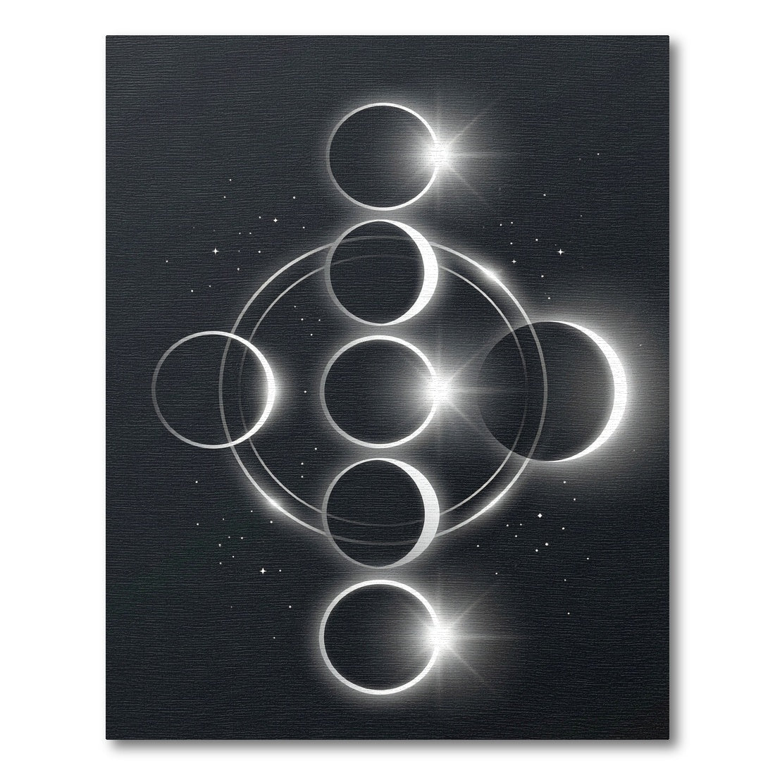 Celestial Monochrome Lunar Phase Art Rug