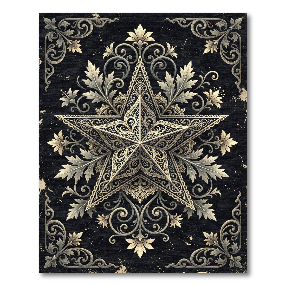 Ornate Golden Star Baroque Filigree Rug