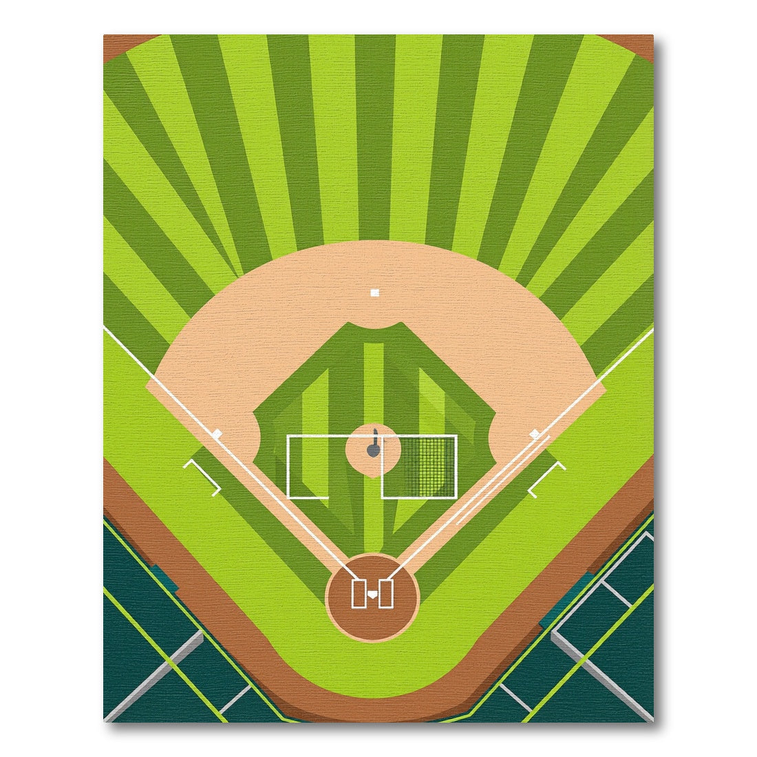 Minimalist Green Baseball Diamond Field Rug