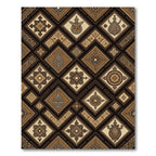 Earthy Brown Geometric Diamond Tile Rug