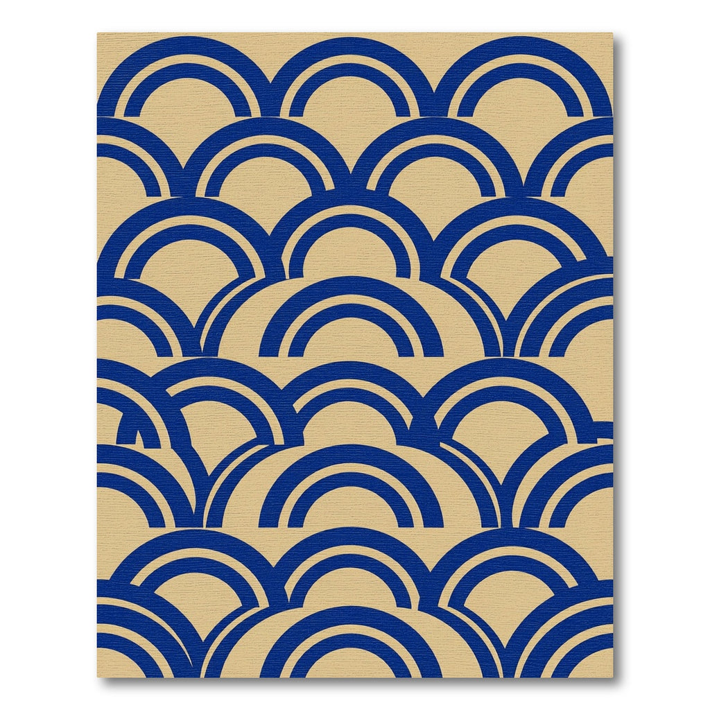 Bold Navy Blue Geometric Arch Grid Rug