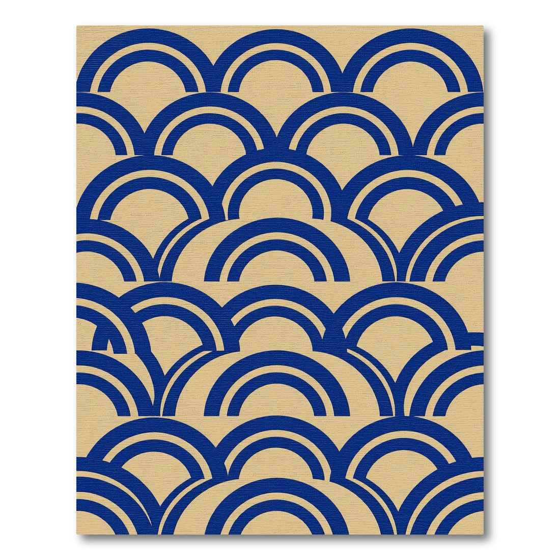 Bold Navy Blue Geometric Arch Grid Rug