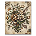 Vintage Sepia Floral Bouquet Arrangement Rug