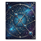 Celestial Navy Blue Starry Compass Rug