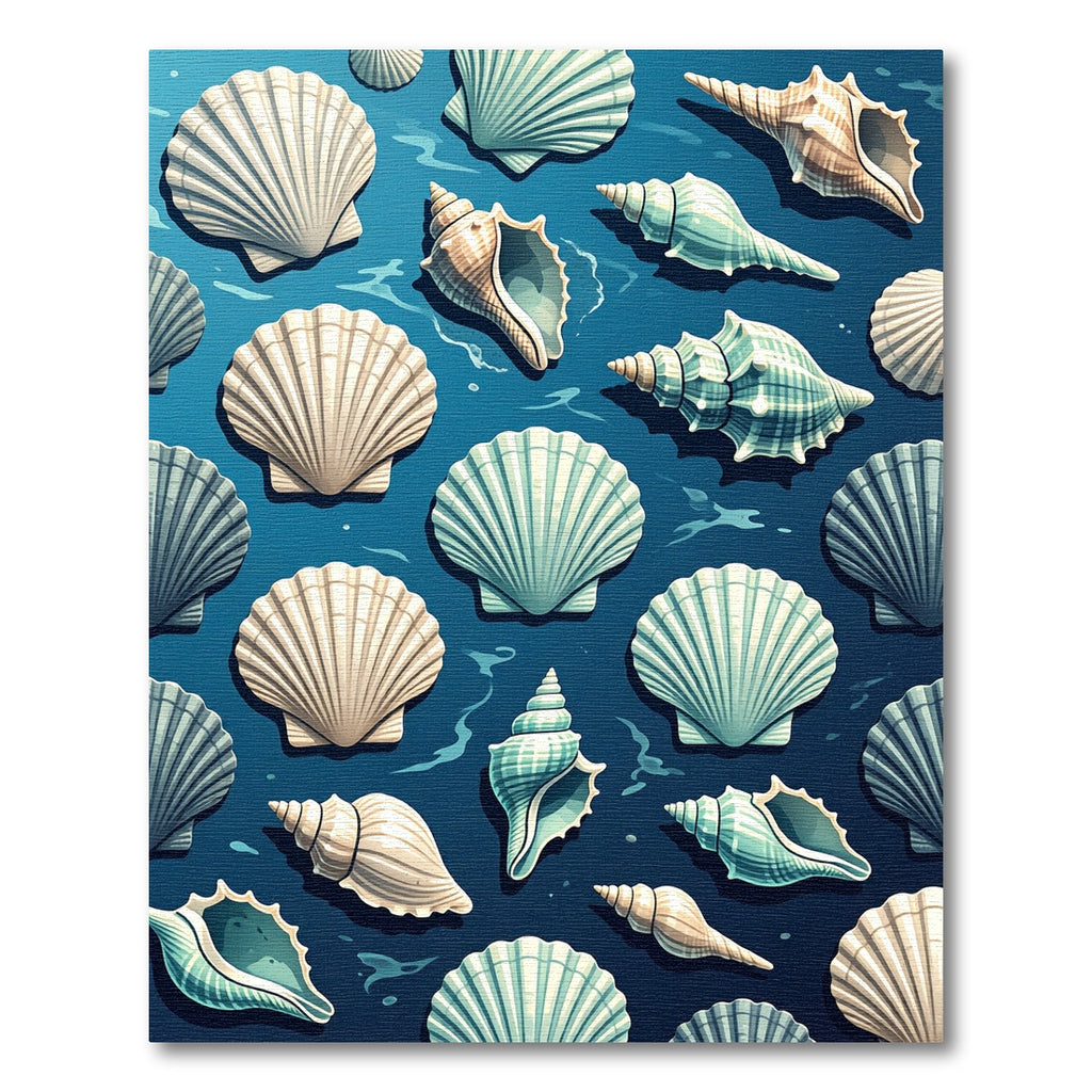 Ocean Blue Seashell Harmony Rug