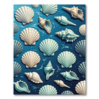 Ocean Blue Seashell Harmony Rug
