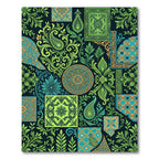 Green Blue Orange Medallion Paisley Collage Rug