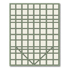 Sage Green Geometric Grid Line Art Rug