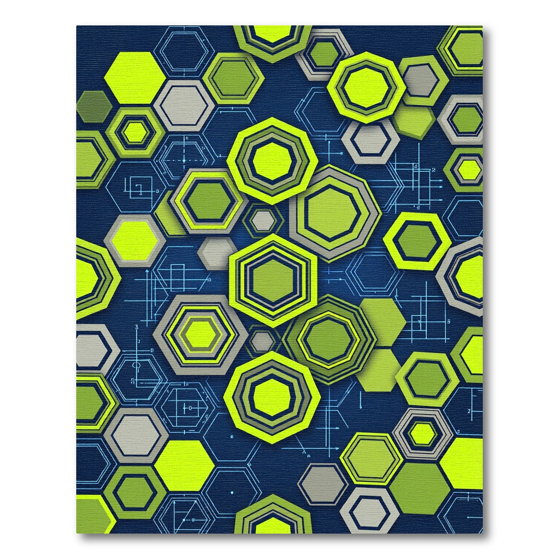 Modern Neon Geometric Hexagon Abstract Rug