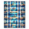 Nautical Sailboat Plaid Marina Stripe Rug