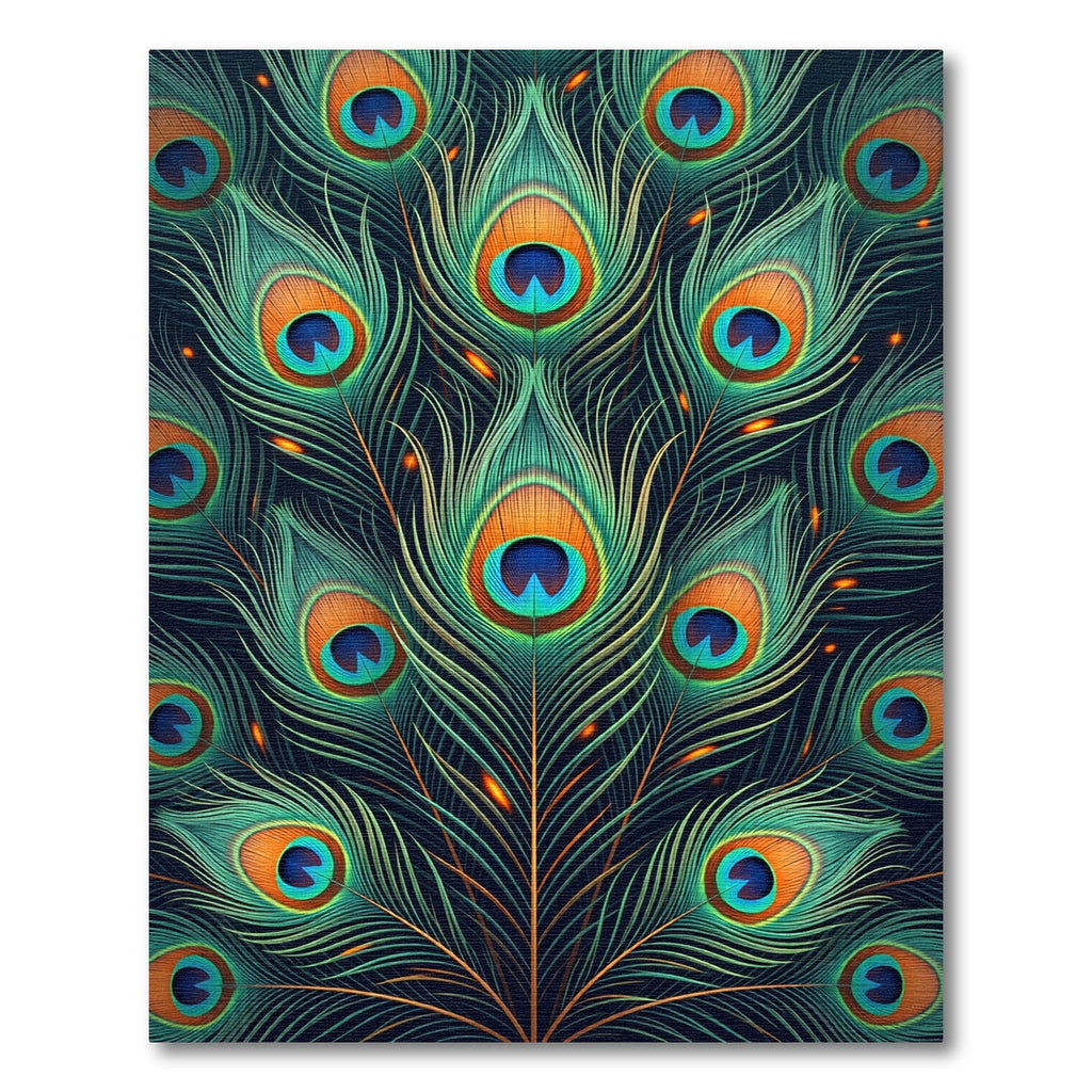 Vibrant Peacock Feather Teal Gold Art Rug