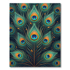 Vibrant Peacock Feather Teal Gold Art Rug