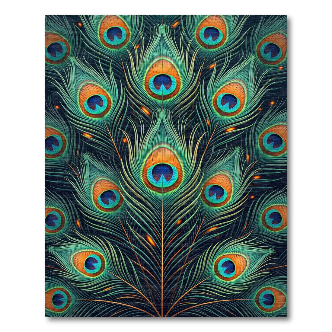 Vibrant Peacock Feather Teal Gold Art Rug