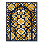 Golden Navy Geometric Arch Lattice Rug